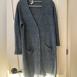 Eileen Fisher 100% Organic Linen Long Cardigab blue  Speckled‎  Womens M